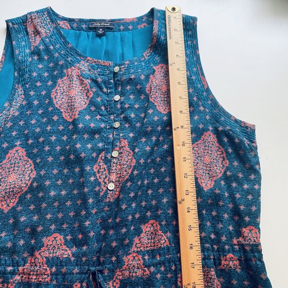 Lucky Brand Dress Size Medium Teal Orange Sleeveless Embroidered Shift Boho - Picture 4 of 7